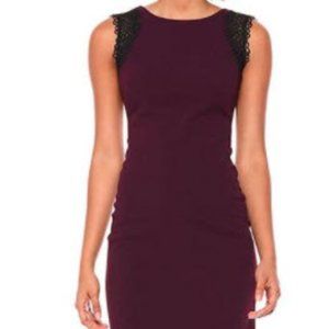 Calvin Klein Purple Women's Solid Sleeveless Sheath with Lace Trim Dress
